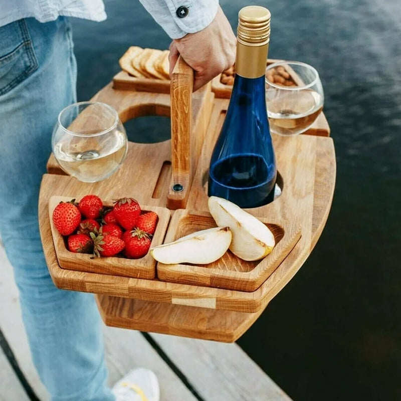 Emeja | Houten Picknicktafel met Wijnglashouder