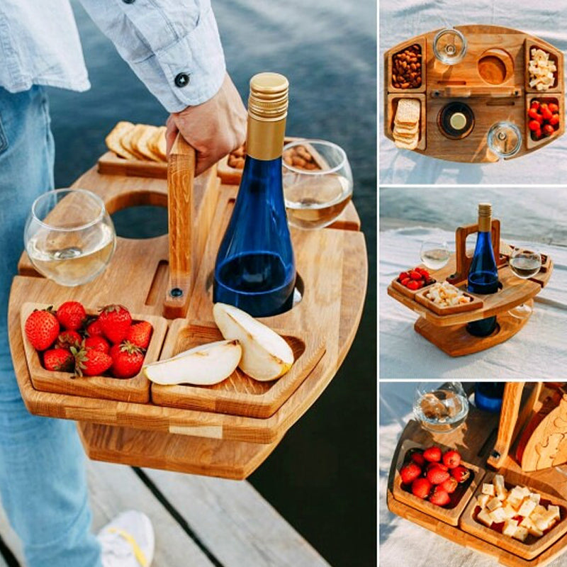Emeja | Houten Picknicktafel met Wijnglashouder