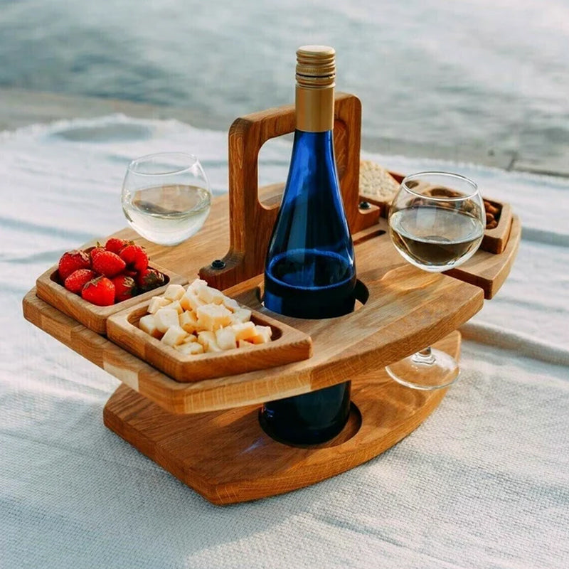 Emeja | Houten Picknicktafel met Wijnglashouder