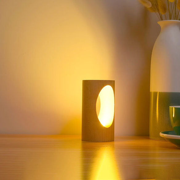 Emeja | Japanse Massief Houten Rechthoekige Kolom LED Nachtlamp USB Tafellamp