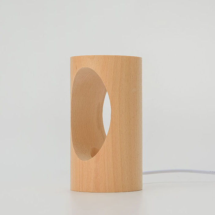 Emeja | Japanse Massief Houten Rechthoekige Kolom LED Nachtlamp USB Tafellamp