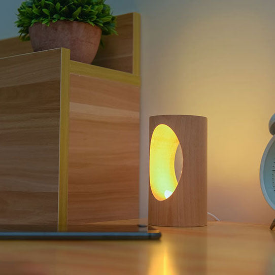 Emeja | Japanse Massief Houten Rechthoekige Kolom LED Nachtlamp USB Tafellamp