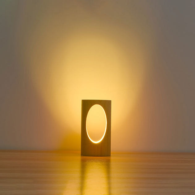Emeja | Japanse Massief Houten Rechthoekige Kolom LED Nachtlamp USB Tafellamp