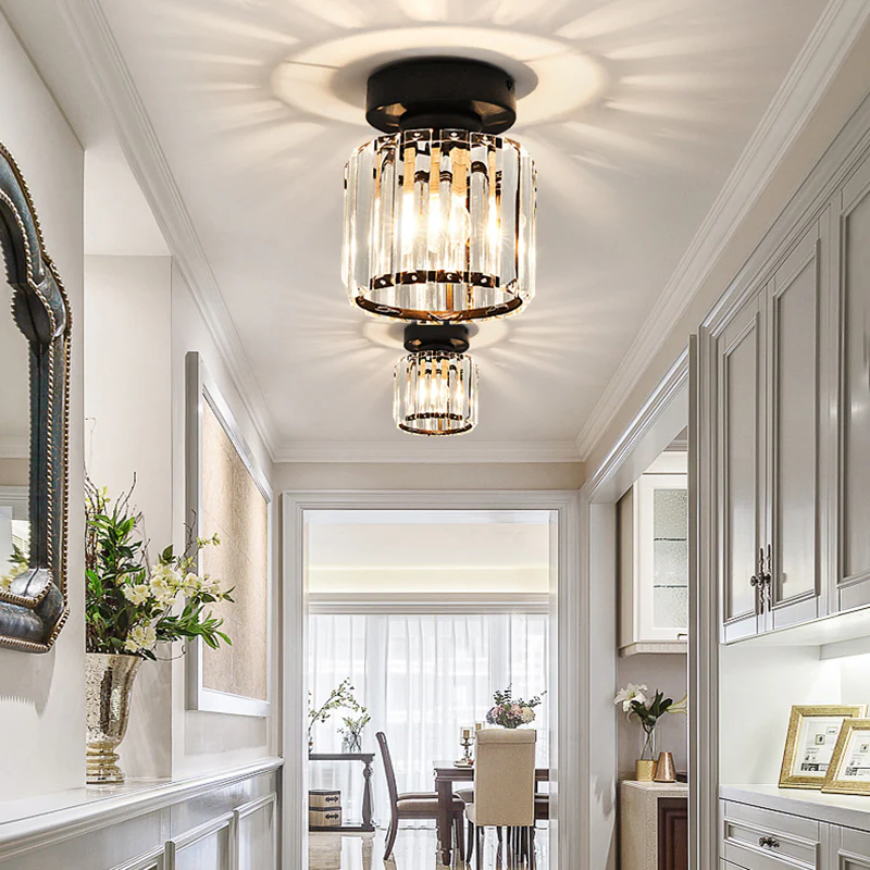 Emeja | Kristallen Plafondlamp – Messing Bevestiging & Compact Ontwerp