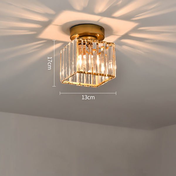 Emeja | Kristallen Plafondlamp – Messing Bevestiging & Compact Ontwerp
