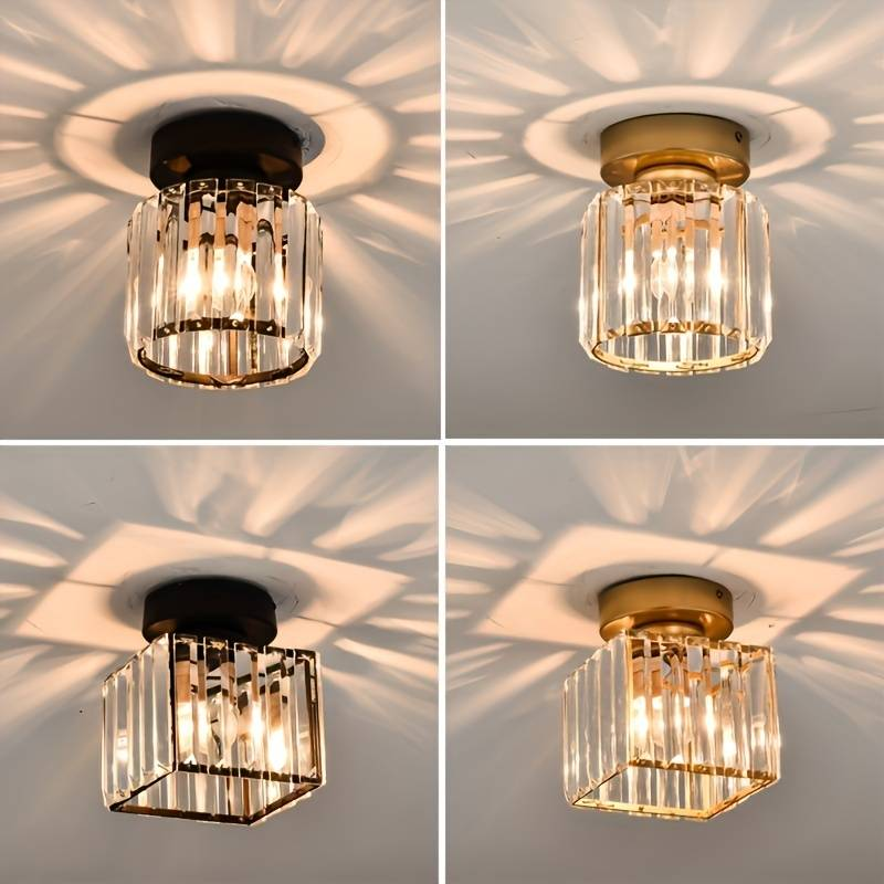 Emeja | Kristallen Plafondlamp – Messing Bevestiging & Compact Ontwerp