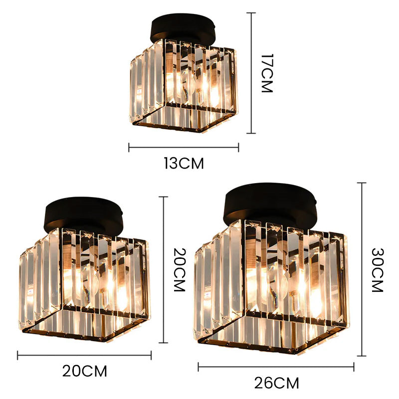 Emeja | Kristallen Plafondlamp – Messing Bevestiging & Compact Ontwerp