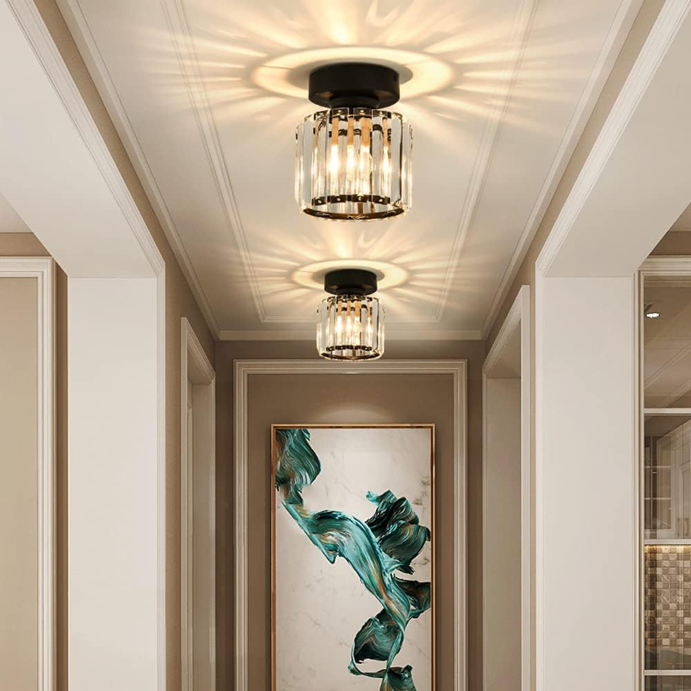 Emeja | Kristallen Plafondlamp – Messing Bevestiging & Compact Ontwerp