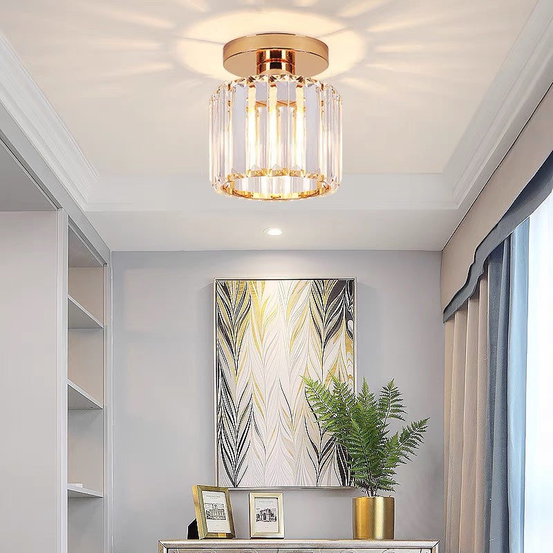 Emeja | Kristallen Plafondlamp – Messing Bevestiging & Compact Ontwerp