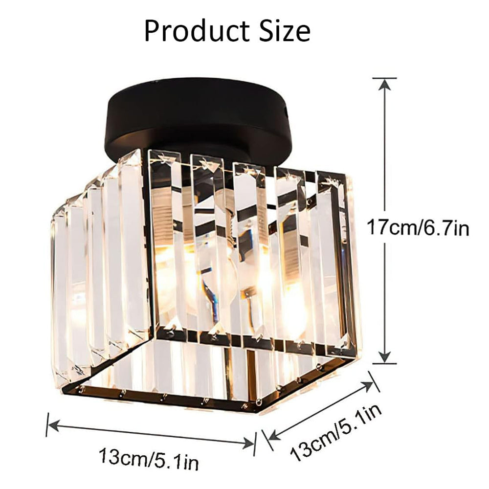 Emeja | Kristallen Plafondlamp – Messing Bevestiging & Compact Ontwerp