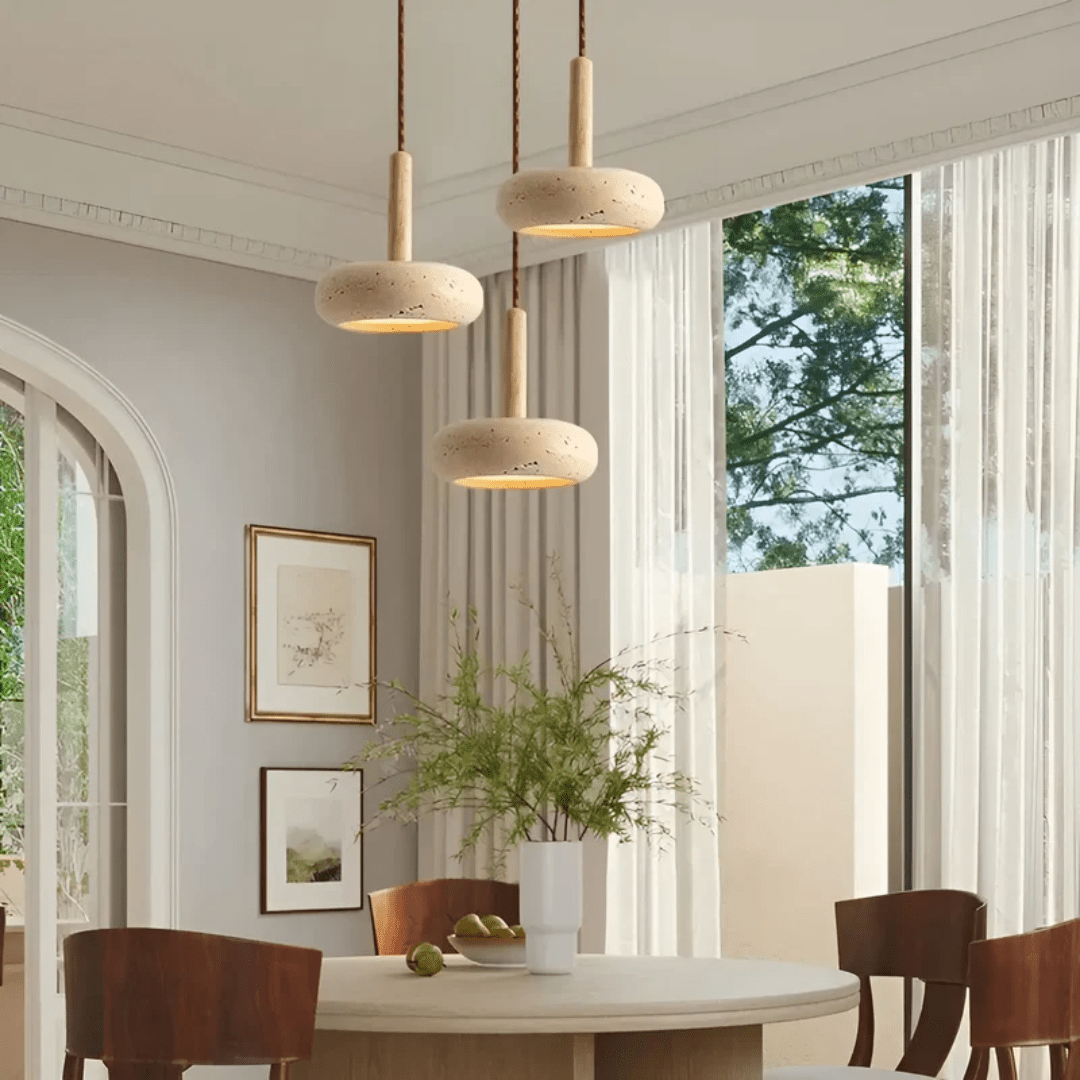 Emeja | LED Retro Plafondlamp van Hout & Steen voor een Rustgevende Sfeer