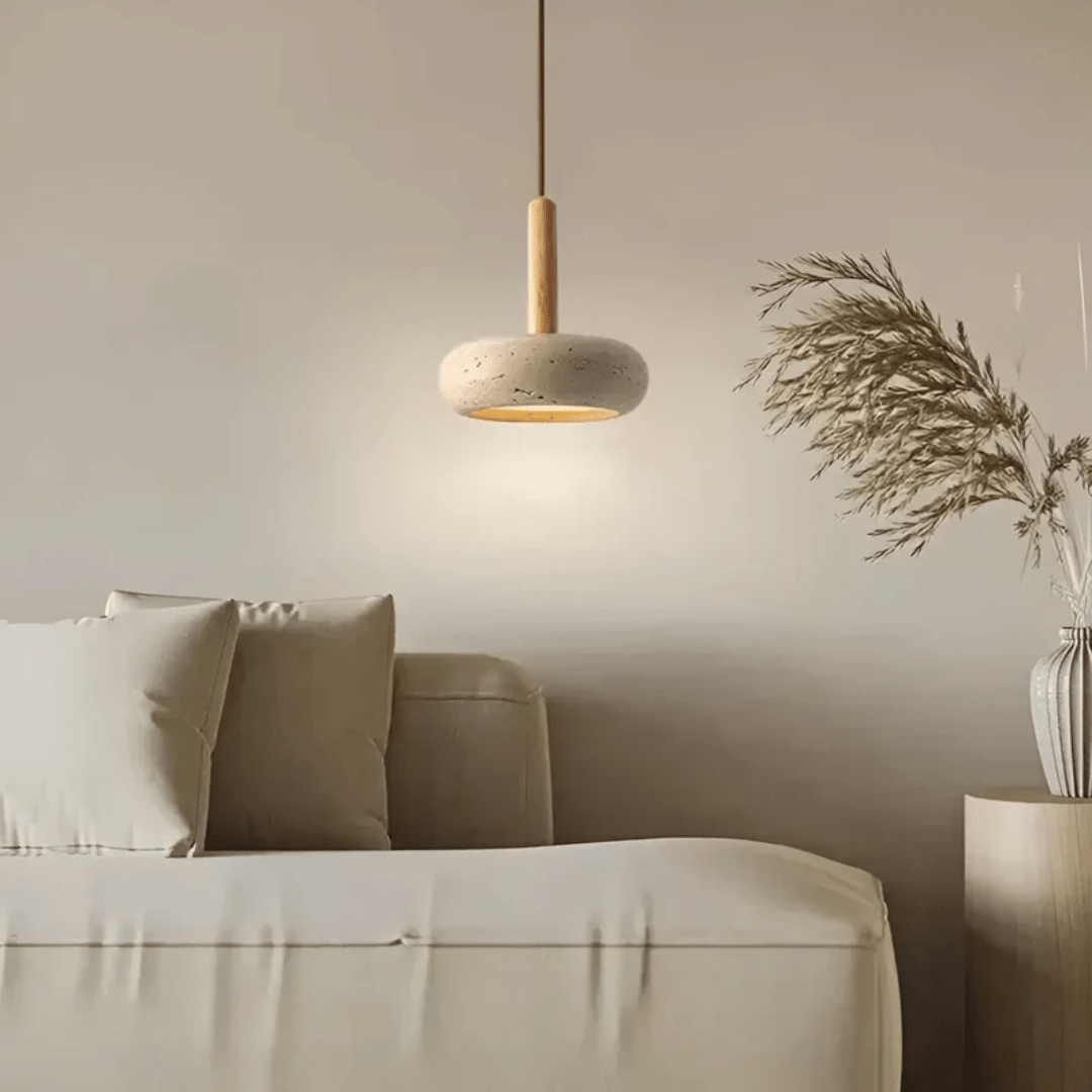 Emeja | LED Retro Plafondlamp van Hout & Steen voor een Rustgevende Sfeer