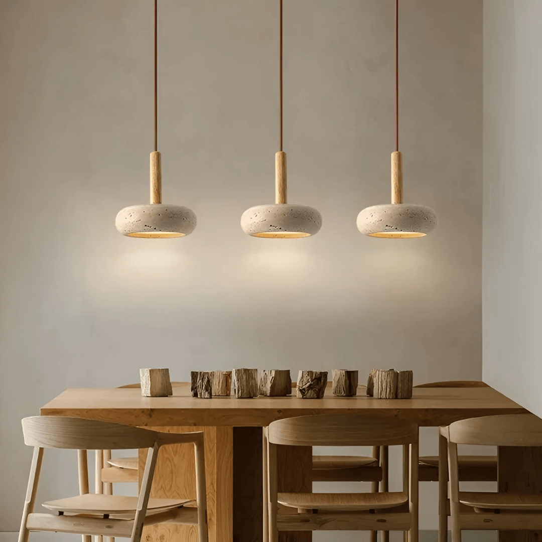 Emeja | LED Retro Plafondlamp van Hout & Steen voor een Rustgevende Sfeer