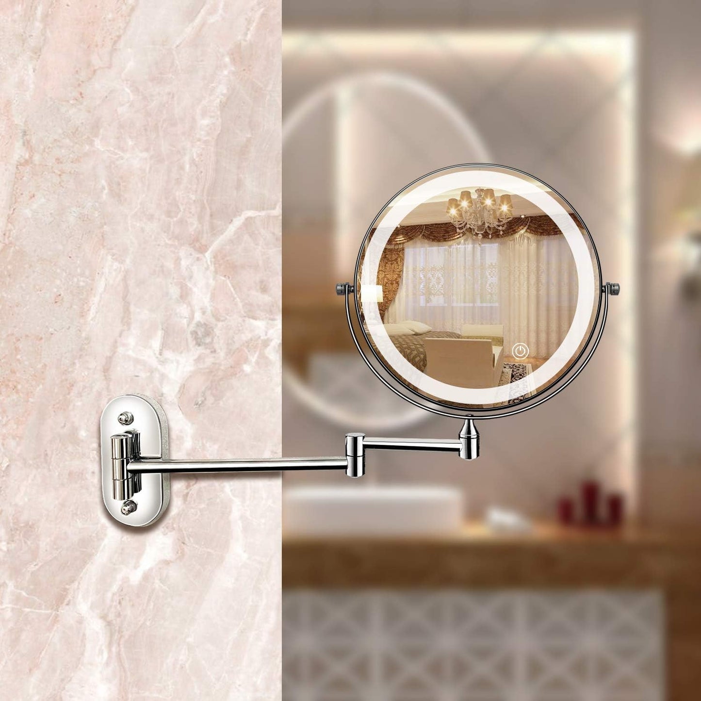Emeja LED Vergrotende Spiegel | Oplaadbaar | Cosmetica & Badkamer | Chroom Zilver