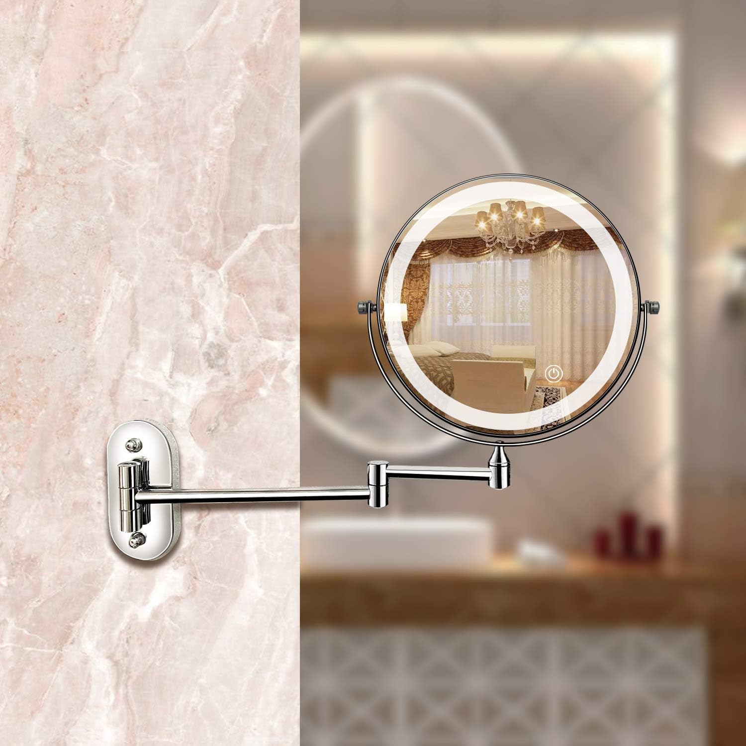 Emeja LED Vergrotende Spiegel | Oplaadbaar | Cosmetica & Badkamer | Chroom Zilver