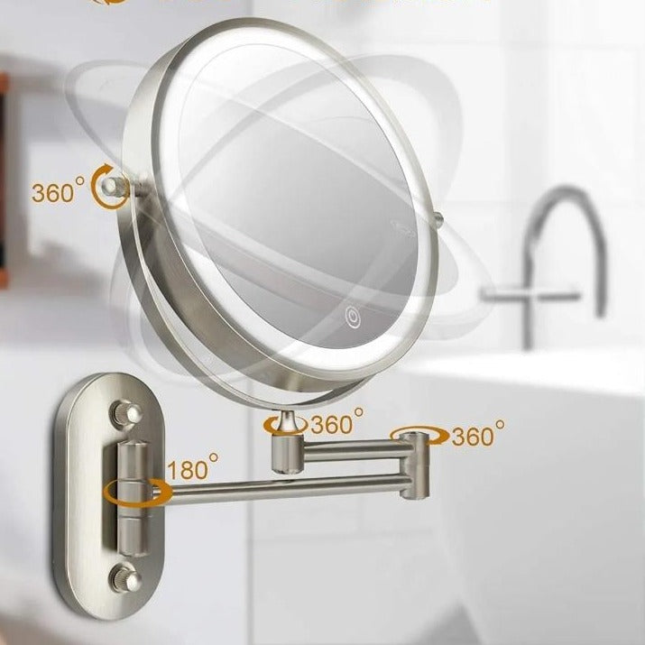 Emeja LED Vergrotende Spiegel | Oplaadbaar | Cosmetica & Badkamer | Chroom Zilver