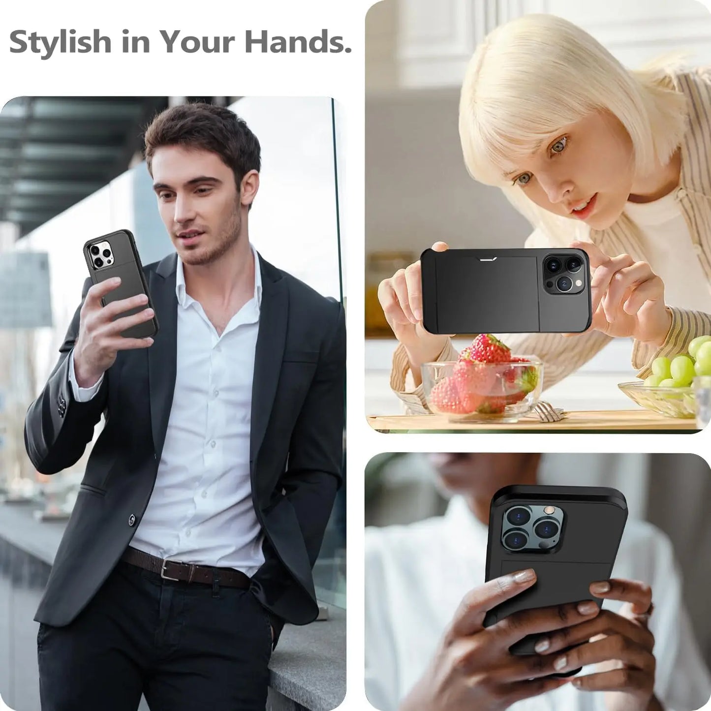 Emeja | LuxShield iPhone Hoes met Kaarthouder | Slank Ontwerp | Kaartopslag | Bescherming & Stijl