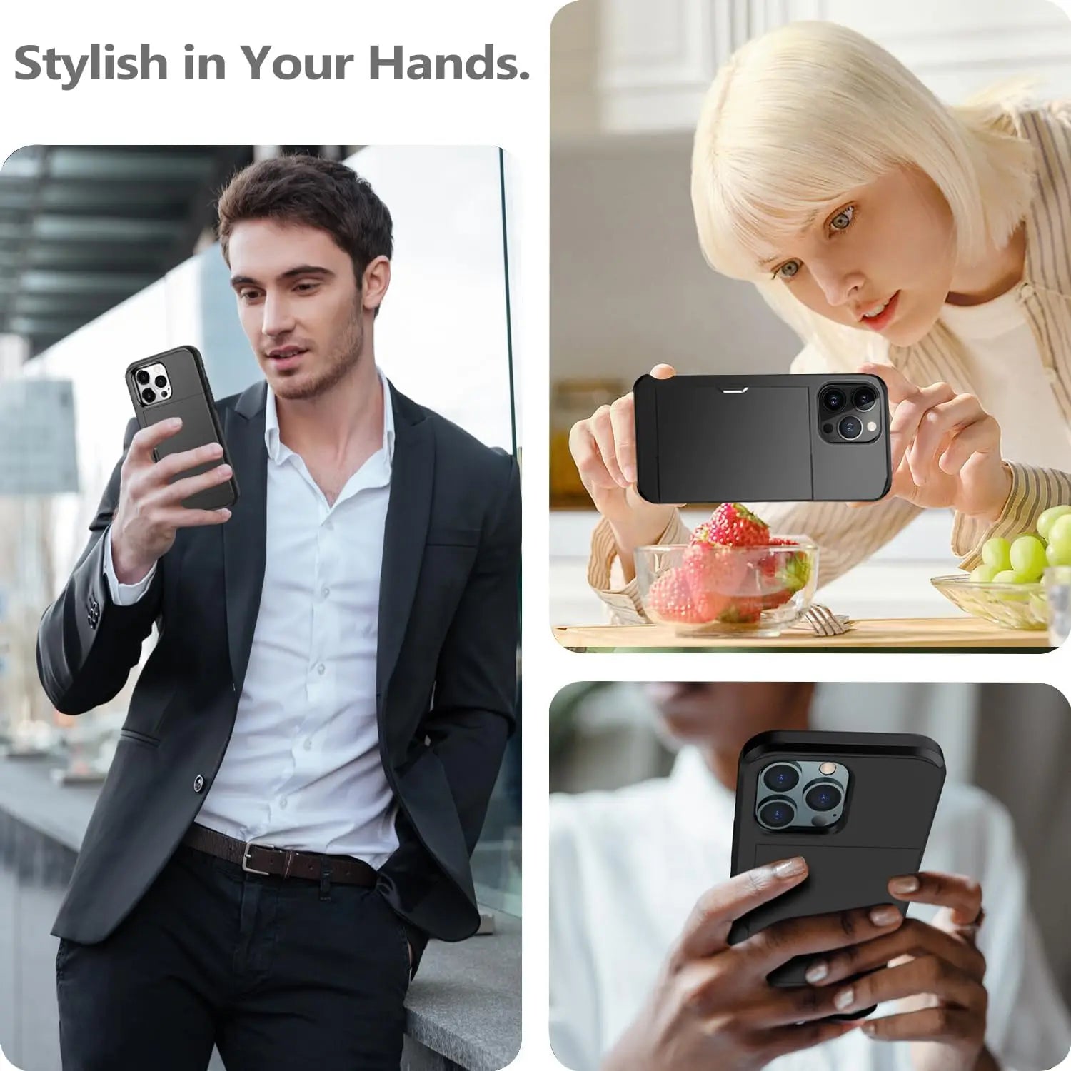 Emeja | LuxShield iPhone Hoes met Kaarthouder | Slank Ontwerp | Kaartopslag | Bescherming & Stijl
