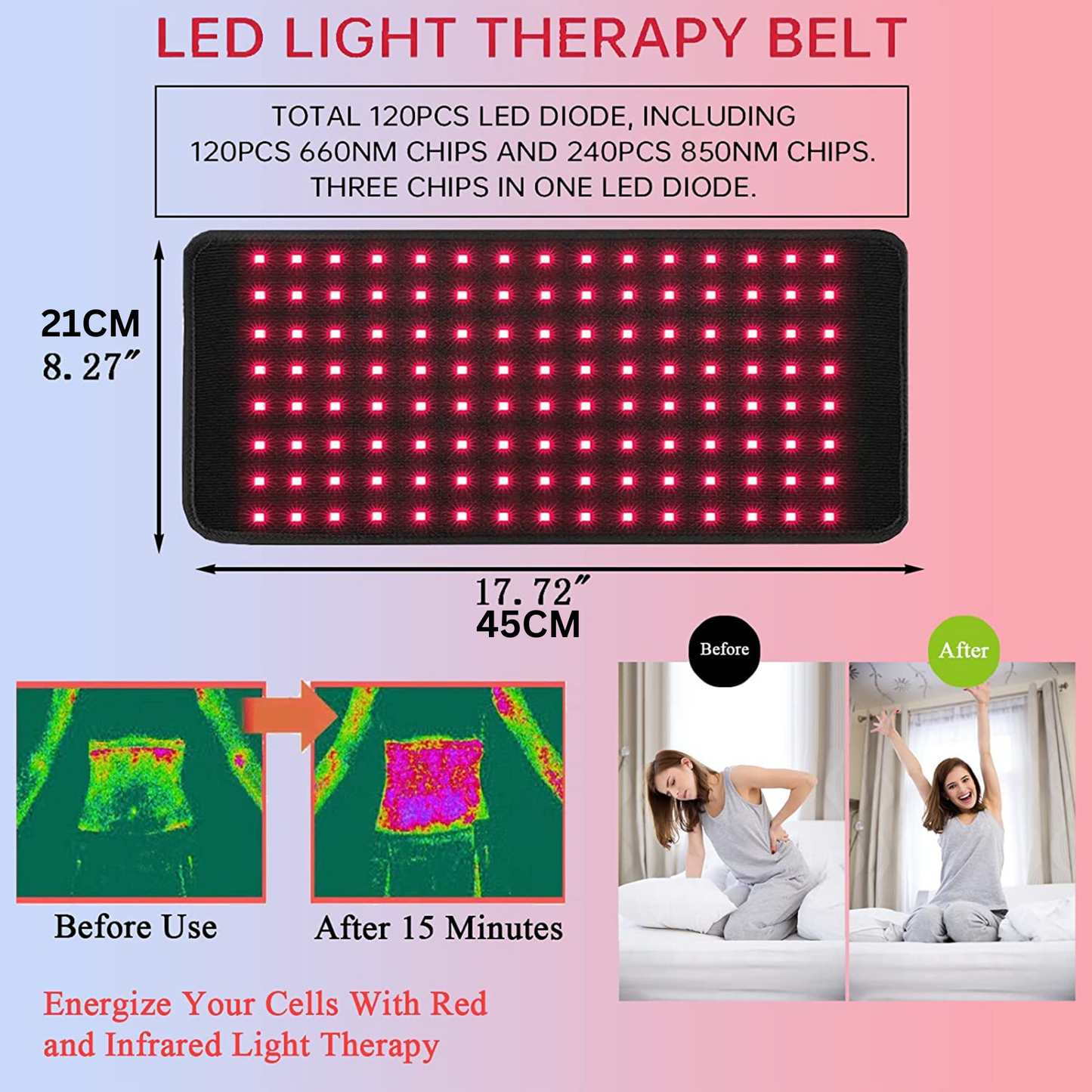 Emeja | Medische Kwaliteit Thuis Infrarood Lichttherapie Padriem Voor Pijnverlichting