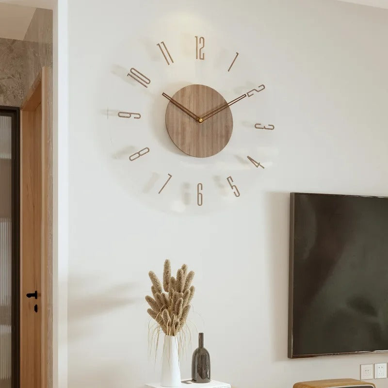 Emeja | Moderne Wandklok in Hout – Minimalistisch en Elegant Ontwerp voor de Woonkamer