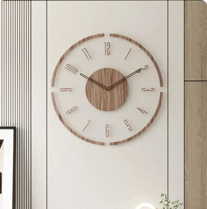 Emeja | Moderne Wandklok in Hout – Minimalistisch en Elegant Ontwerp voor de Woonkamer
