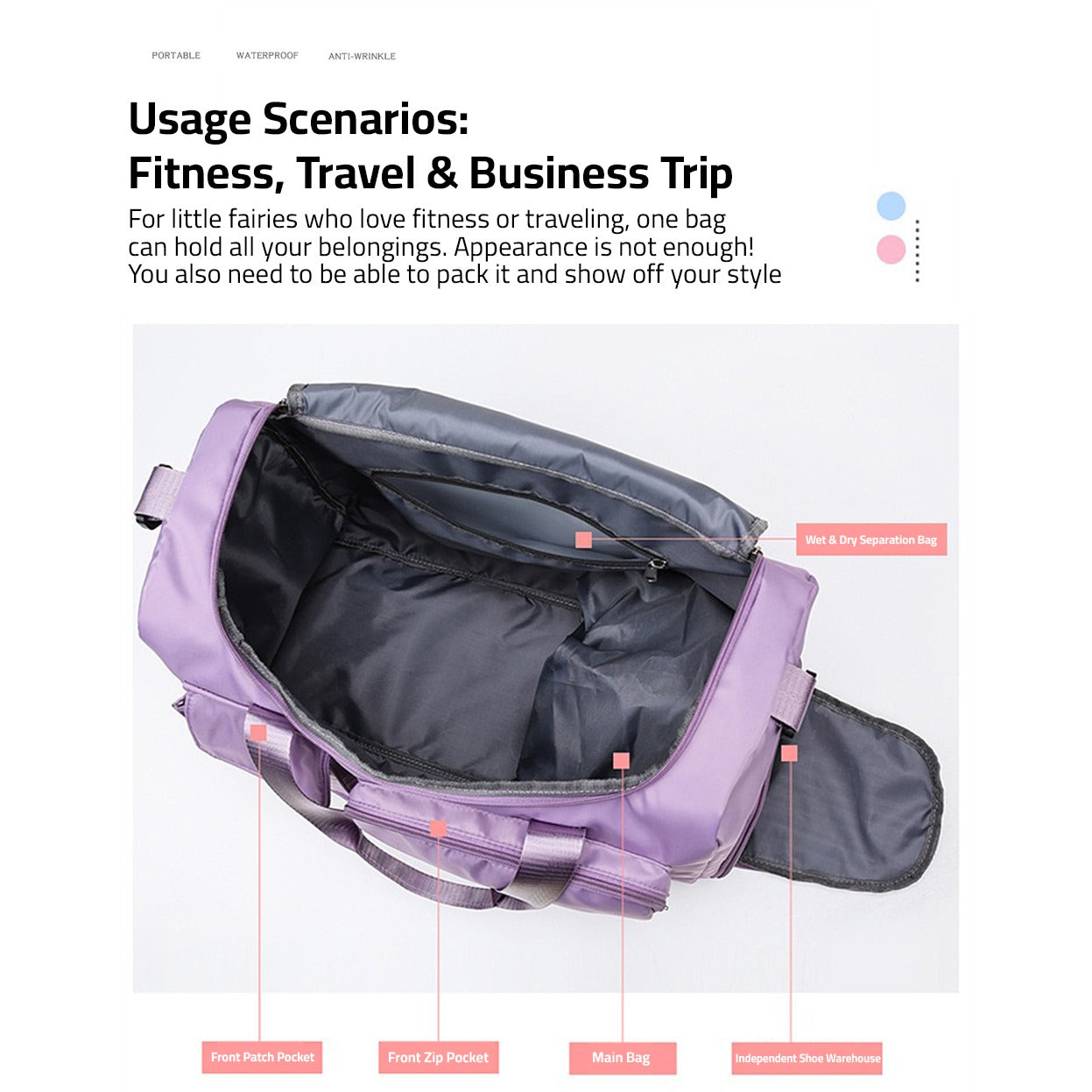 Emeja | Multi-Pocket Reisbagage, Sport- en Gymtas met Gescheiden Schoencompartiment