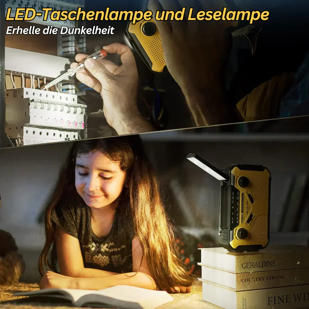 Emeja | Noodradio met Crank en Zonnepaneel – Draagbare Dynamo Radio met Powerbank en LED Zaklamp