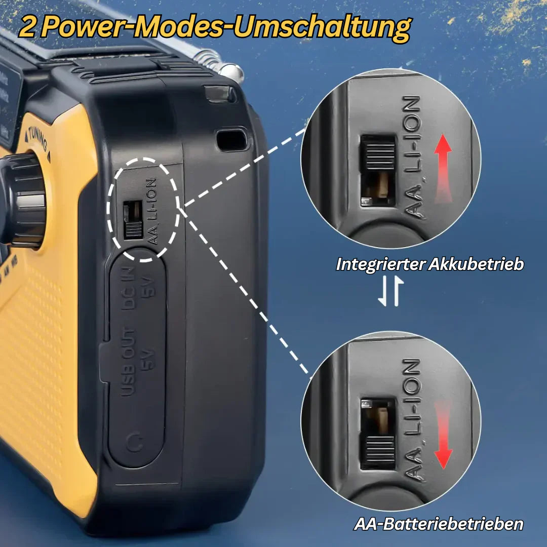 Emeja | Noodradio met Crank en Zonnepaneel – Draagbare Dynamo Radio met Powerbank en LED Zaklamp