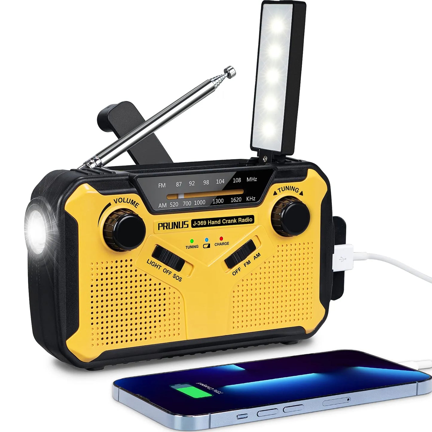 Emeja | Noodradio met Crank en Zonnepaneel – Draagbare Dynamo Radio met Powerbank en LED Zaklamp