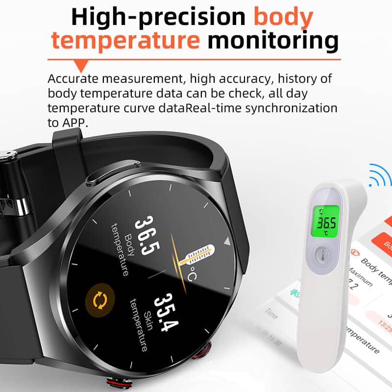 Emeja | One-Click Bloedglucose Bloeddruk EKG/HRV Hartmonitoring SuGa Pro Gezondheids Smartwatch