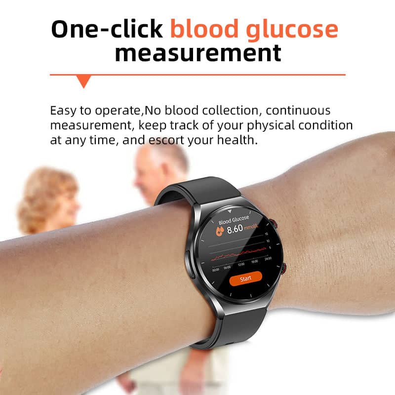 Emeja | One-Click Bloedglucose Bloeddruk EKG/HRV Hartmonitoring SuGa Pro Gezondheids Smartwatch