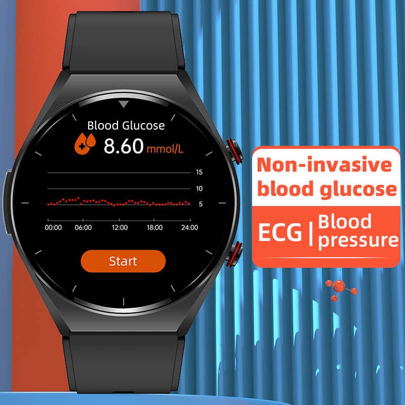 Emeja | One-Click Bloedglucose Bloeddruk EKG/HRV Hartmonitoring SuGa Pro Gezondheids Smartwatch