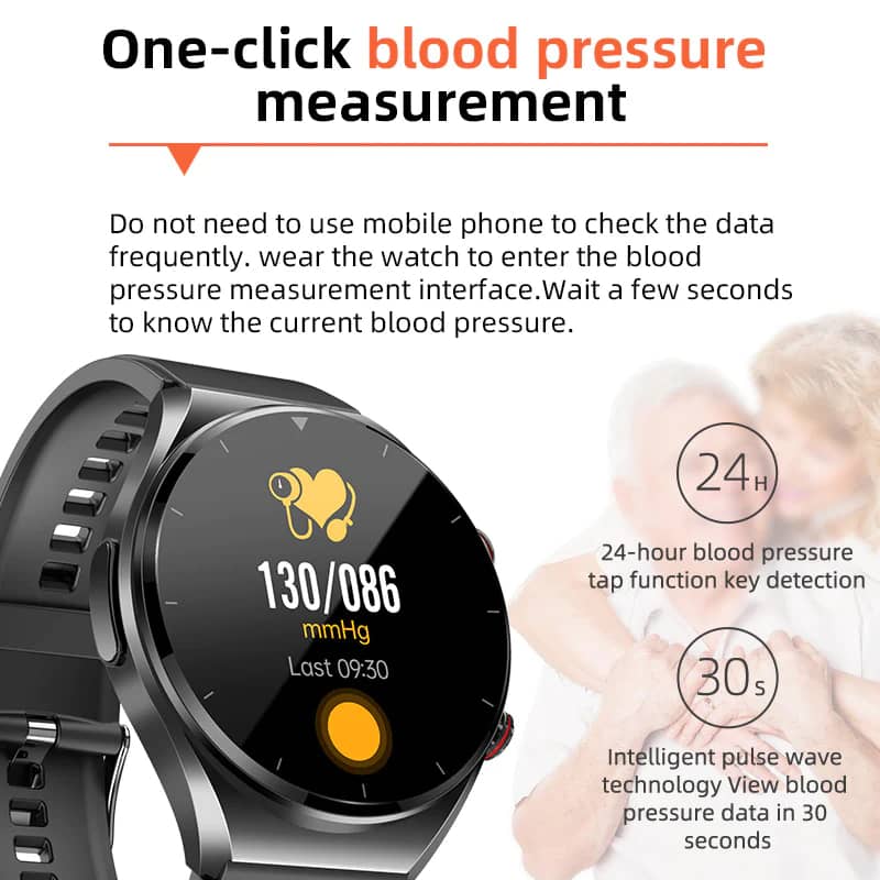 Emeja | One-Click Bloedglucose Bloeddruk EKG/HRV Hartmonitoring SuGa Pro Gezondheids Smartwatch