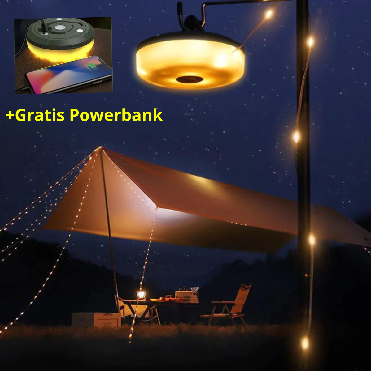 Emeja | Oplaadbare Waterdichte Hanglamp met Lichtstrips