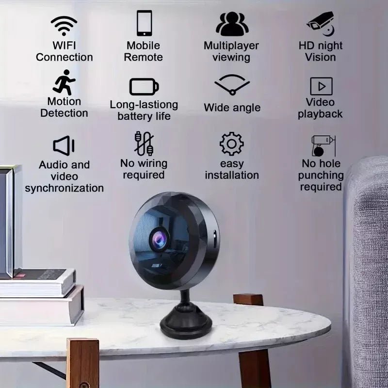 Emeja | OPTIGUARD – Magnetische Mini WiFi Camera 1080P HD met Nachtzicht & Bewegingsdetectie