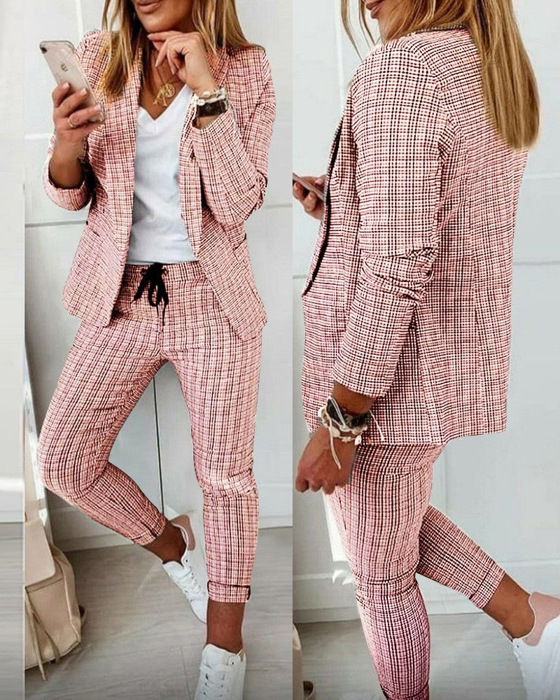 Emeja Pak Set Moderne Twee-Piece met Brede Broek en Tailored Blazer