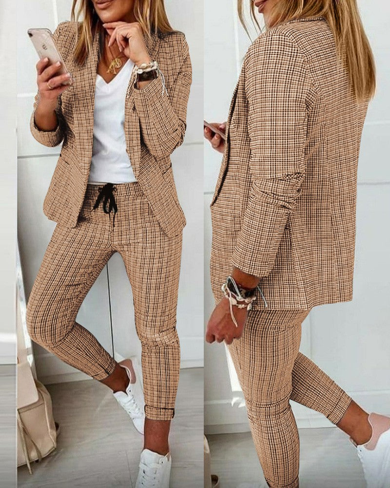 Emeja Pak Set Moderne Twee-Piece met Brede Broek en Tailored Blazer