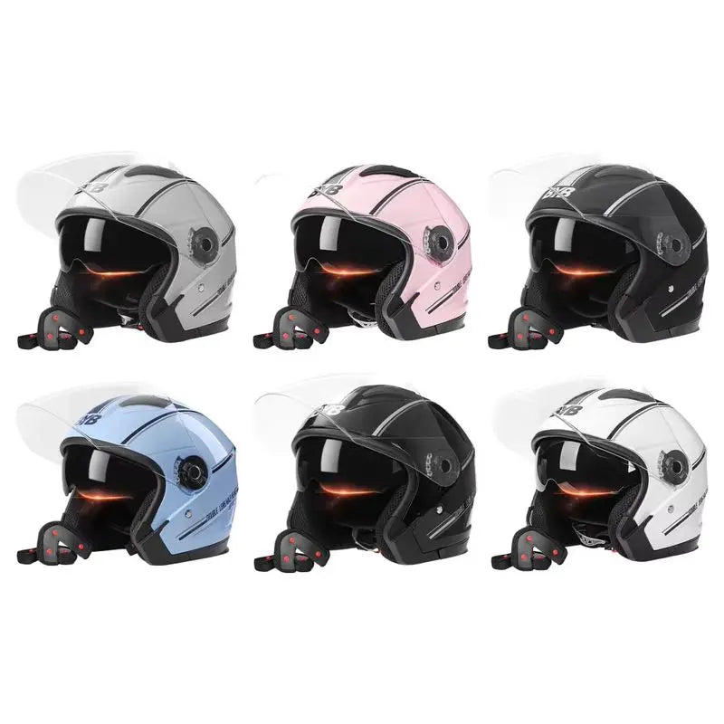 Emeja | Retro 3/4 Open-Face Motorhelm met Dubbele Lens – AeroRide