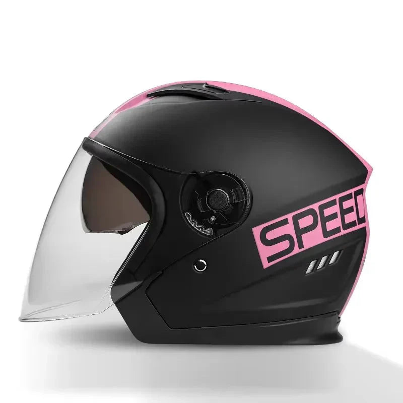 Emeja | Retro 3/4 Open-Face Motorhelm met Dubbele Lens – AeroRide
