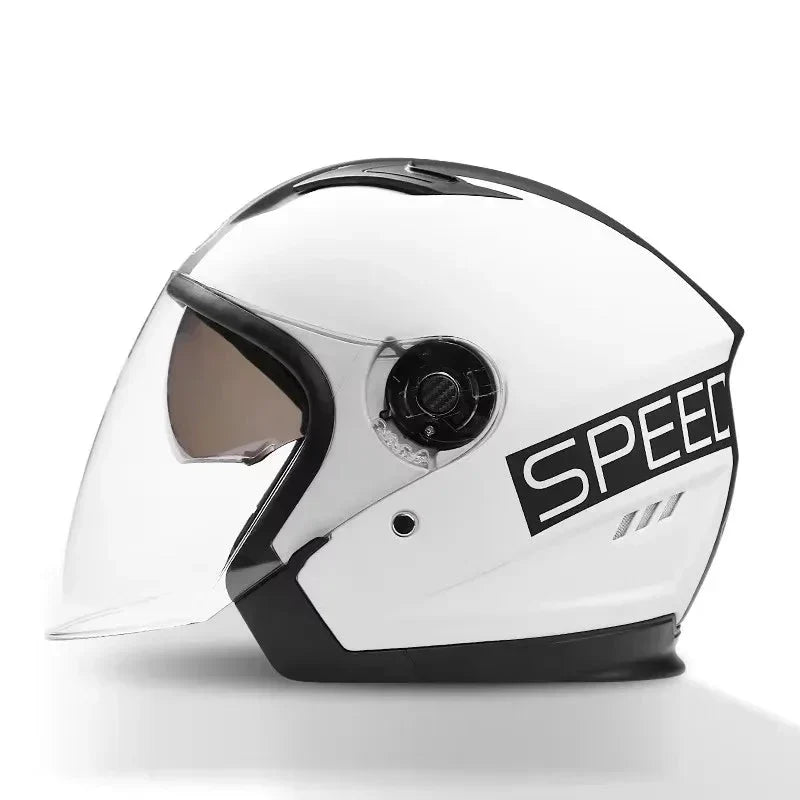 Emeja | Retro 3/4 Open-Face Motorhelm met Dubbele Lens – AeroRide