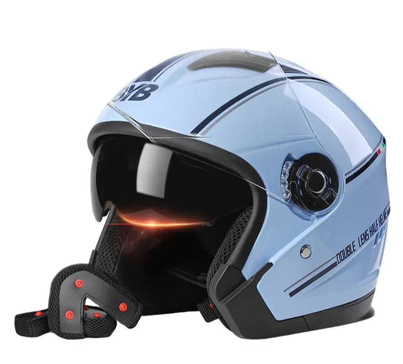 Emeja | Retro 3/4 Open-Face Motorhelm met Dubbele Lens – AeroRide