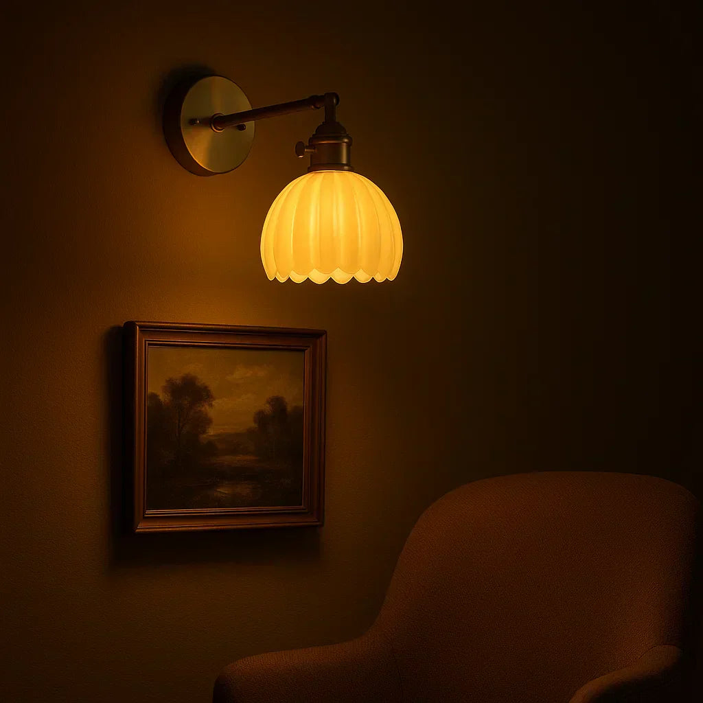 Emeja | Retro Wandlamp met Tulp Glas Shade | Vintage Stijl