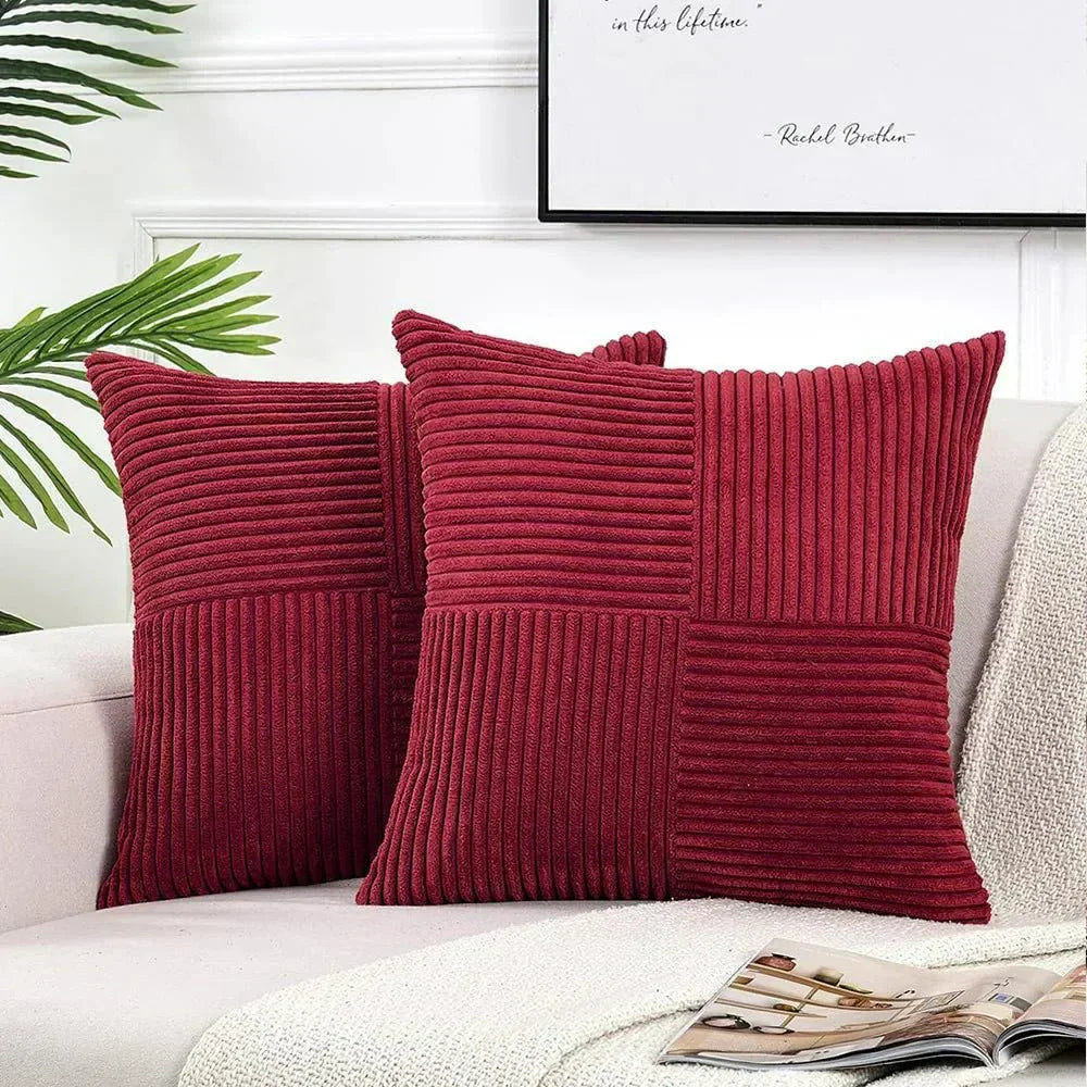 Emeja | Set van 2 Patchwork Corduroy Kussenhoezen