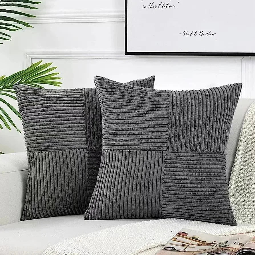 Emeja | Set van 2 Patchwork Corduroy Kussenhoezen