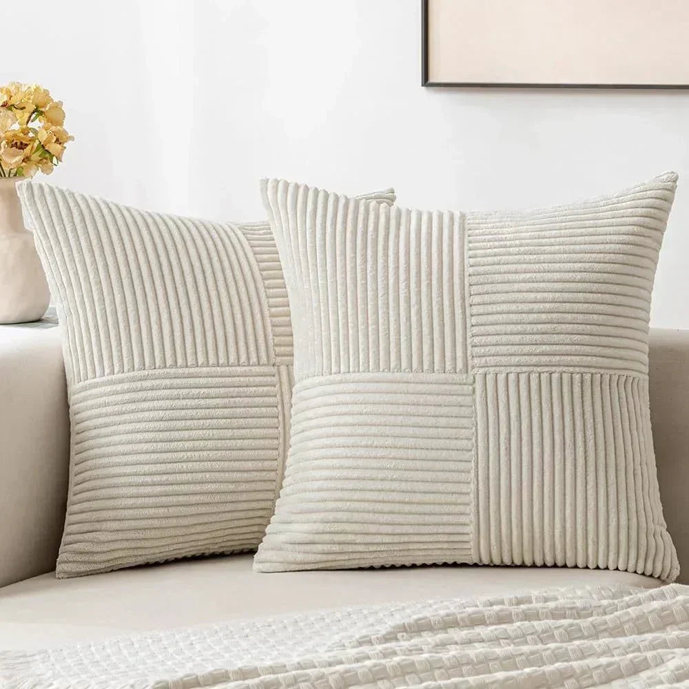 Emeja | Set van 2 Patchwork Corduroy Kussenhoezen
