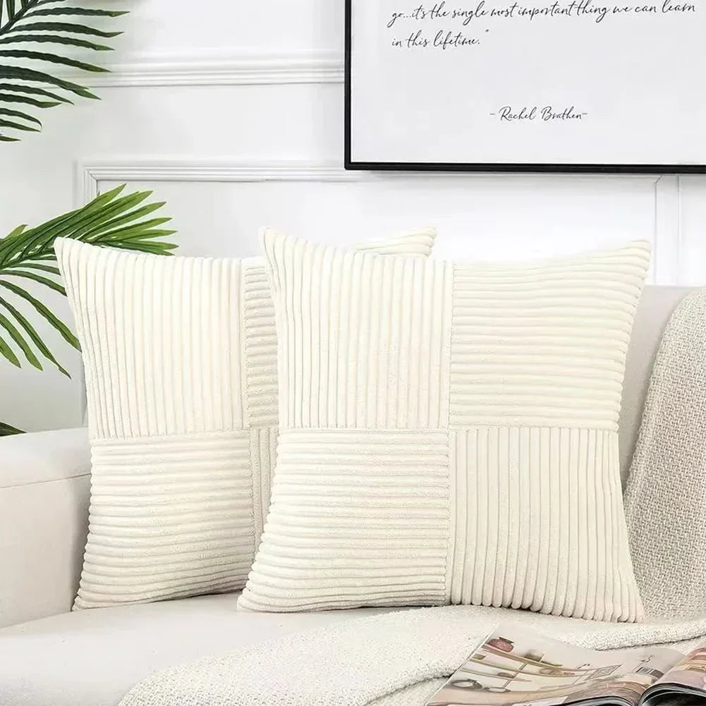 Emeja | Set van 2 Patchwork Corduroy Kussenhoezen