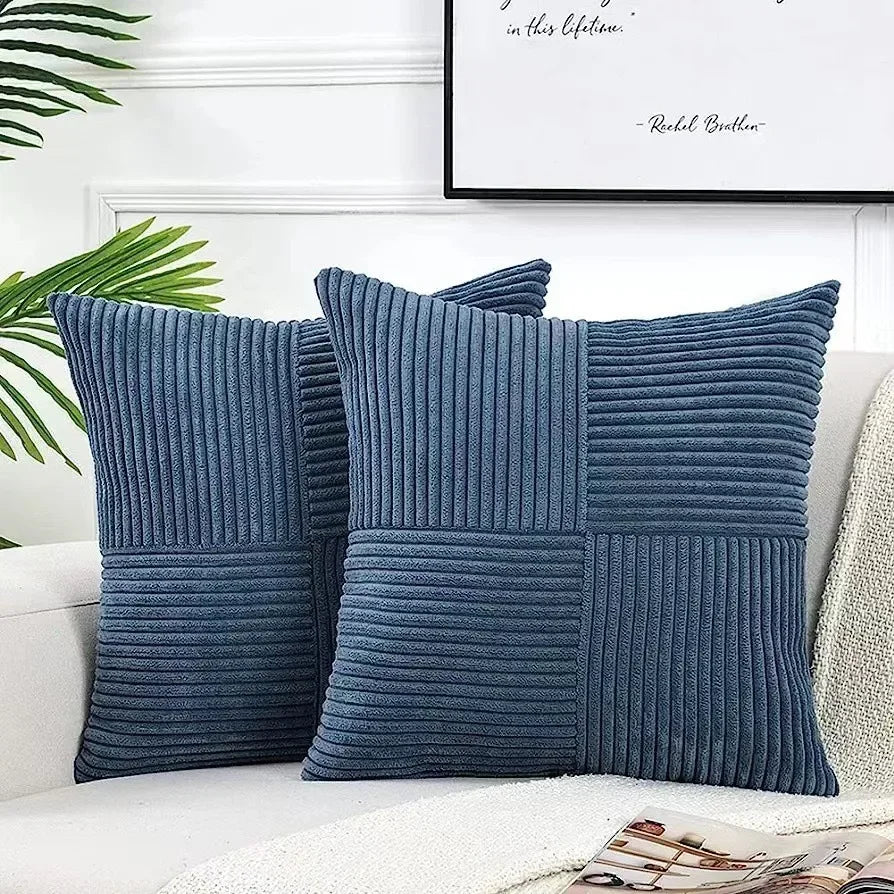 Emeja | Set van 2 Patchwork Corduroy Kussenhoezen
