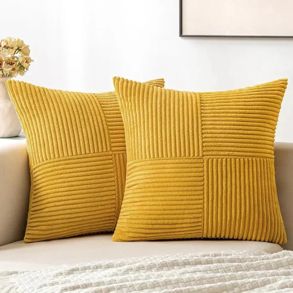 Emeja | Set van 2 Patchwork Corduroy Kussenhoezen