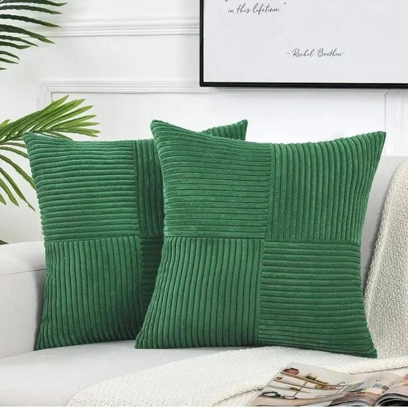 Emeja | Set van 2 Patchwork Corduroy Kussenhoezen