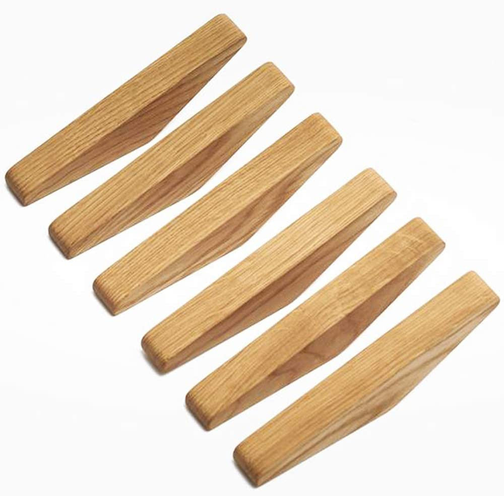 Emeja | Set van Wandhaken Nordhaak – 6 Minimalistische Houten Kledinghaken van Massief Hout